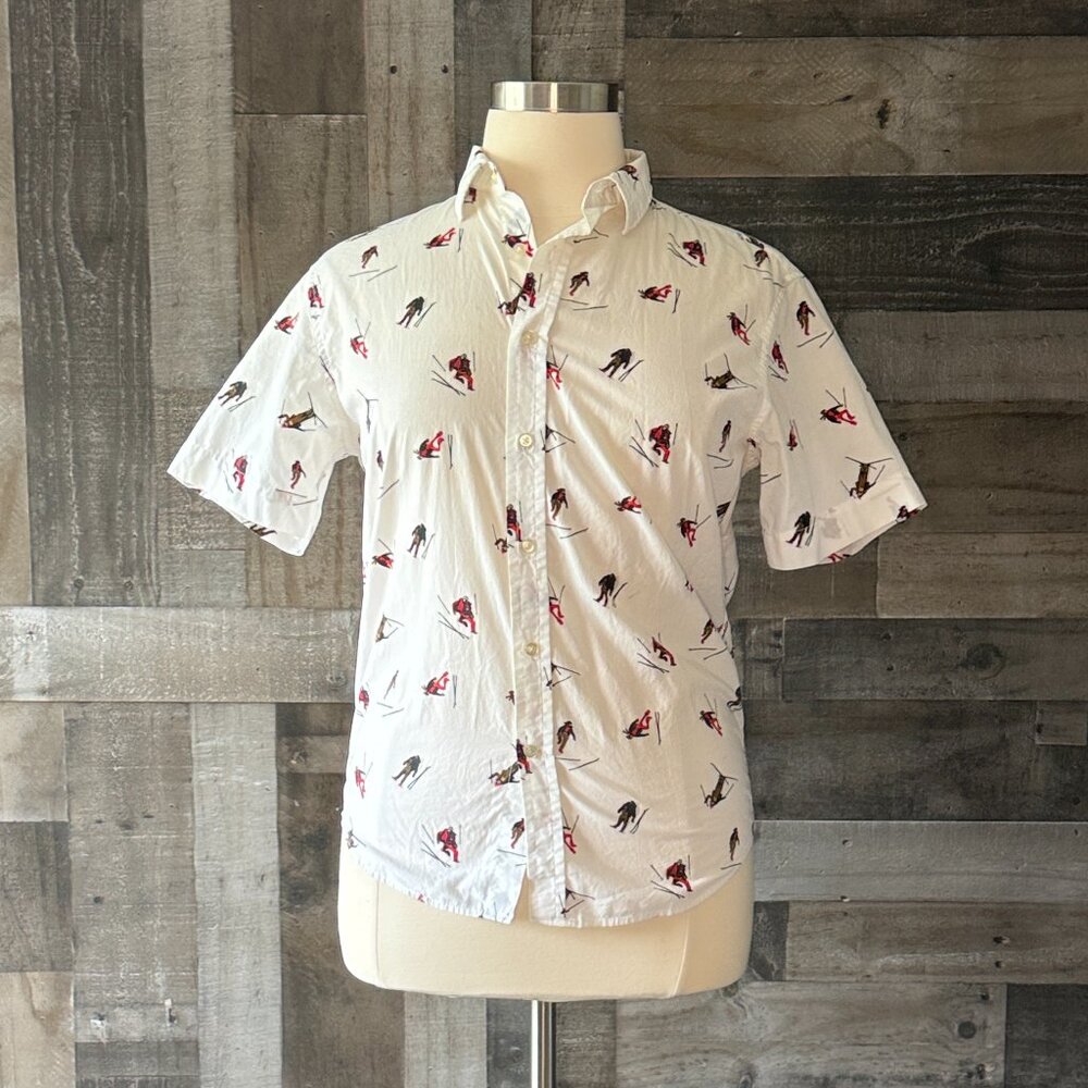 Men's Banana Republic white button up shirt medium preppy winter ski snow sports